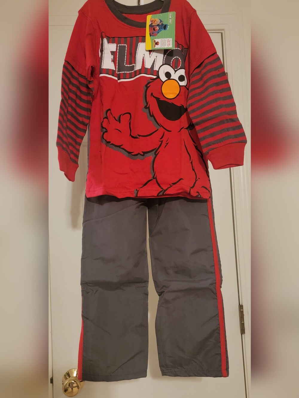 Sesame Street Elmo Red Top with Gray Pants Set